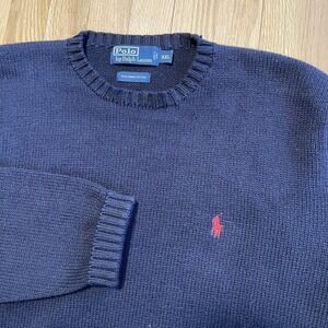 Vintage Polo Ralph Lauren Men's Knit Sweater Size XXL Blue Pima Cotton Crewneck